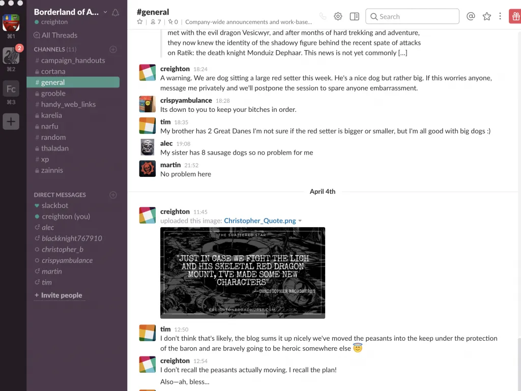 Как я использую Slack для ведения кампании