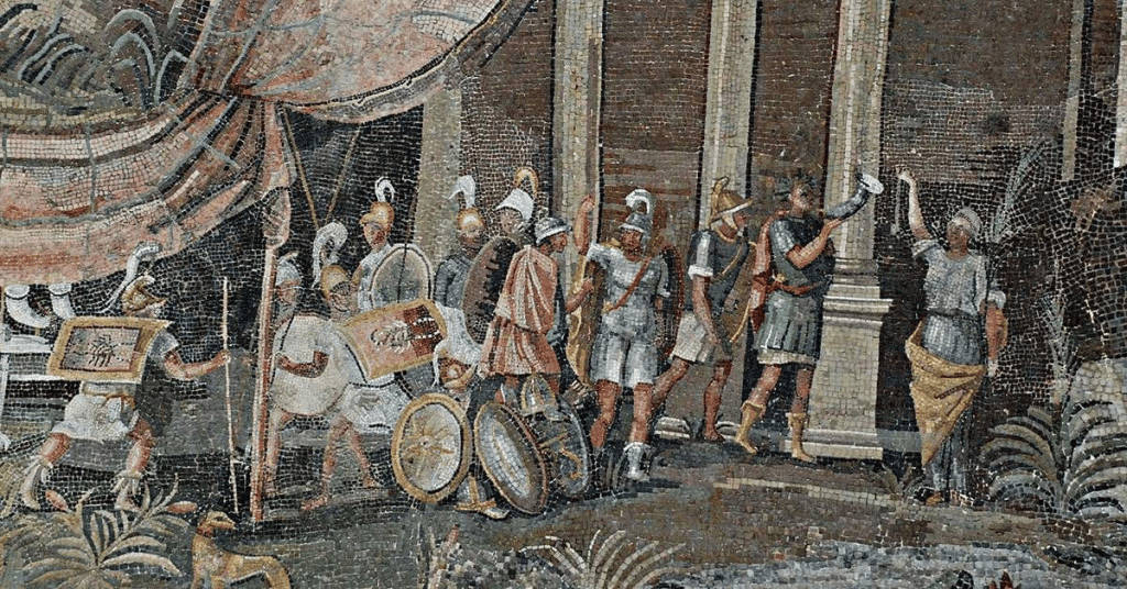 Позднеэллинистические воины на Нильской мозаике