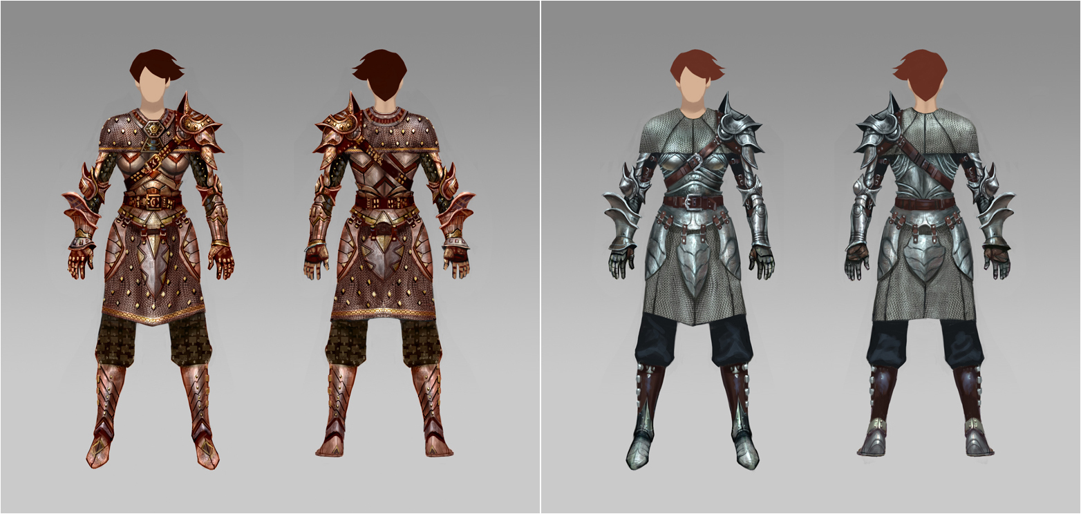 Концепт женского доспеха из Dragon Age Origins с массивным левым наплечником