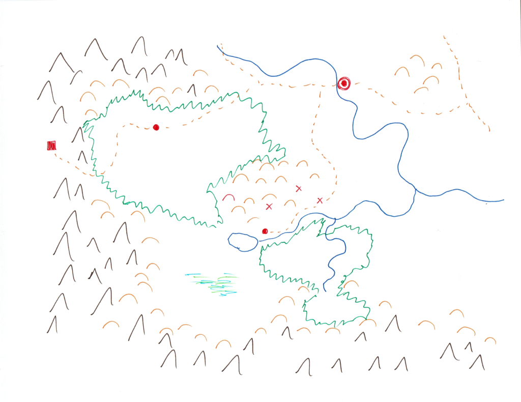 Быстро нарисованная схематичная карта для игроков