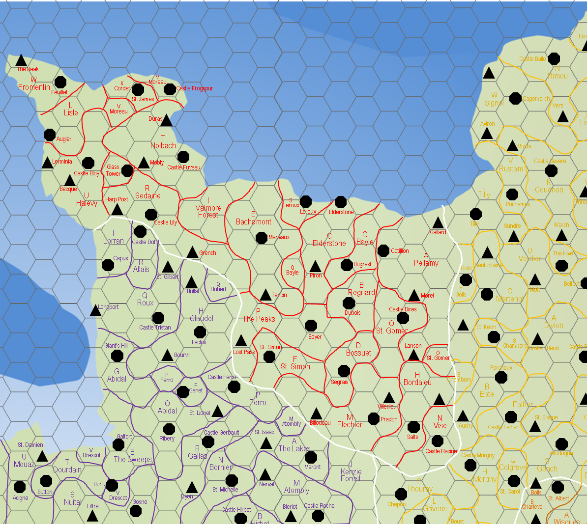 Графство и соседние земли с названиями баронств
