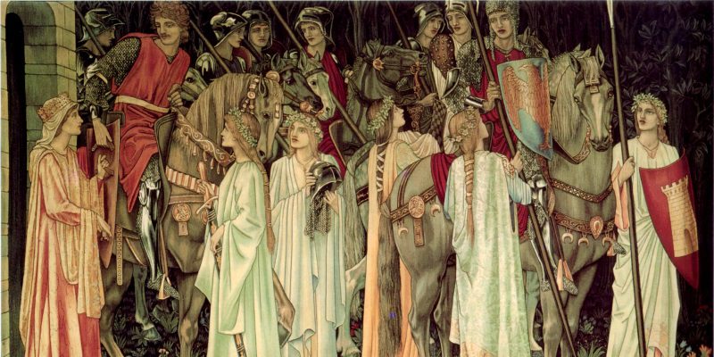 «Вооружение и отъезд рыцарей», шпалера «Святой Грааль» Эдварда Бёрн-Джонса